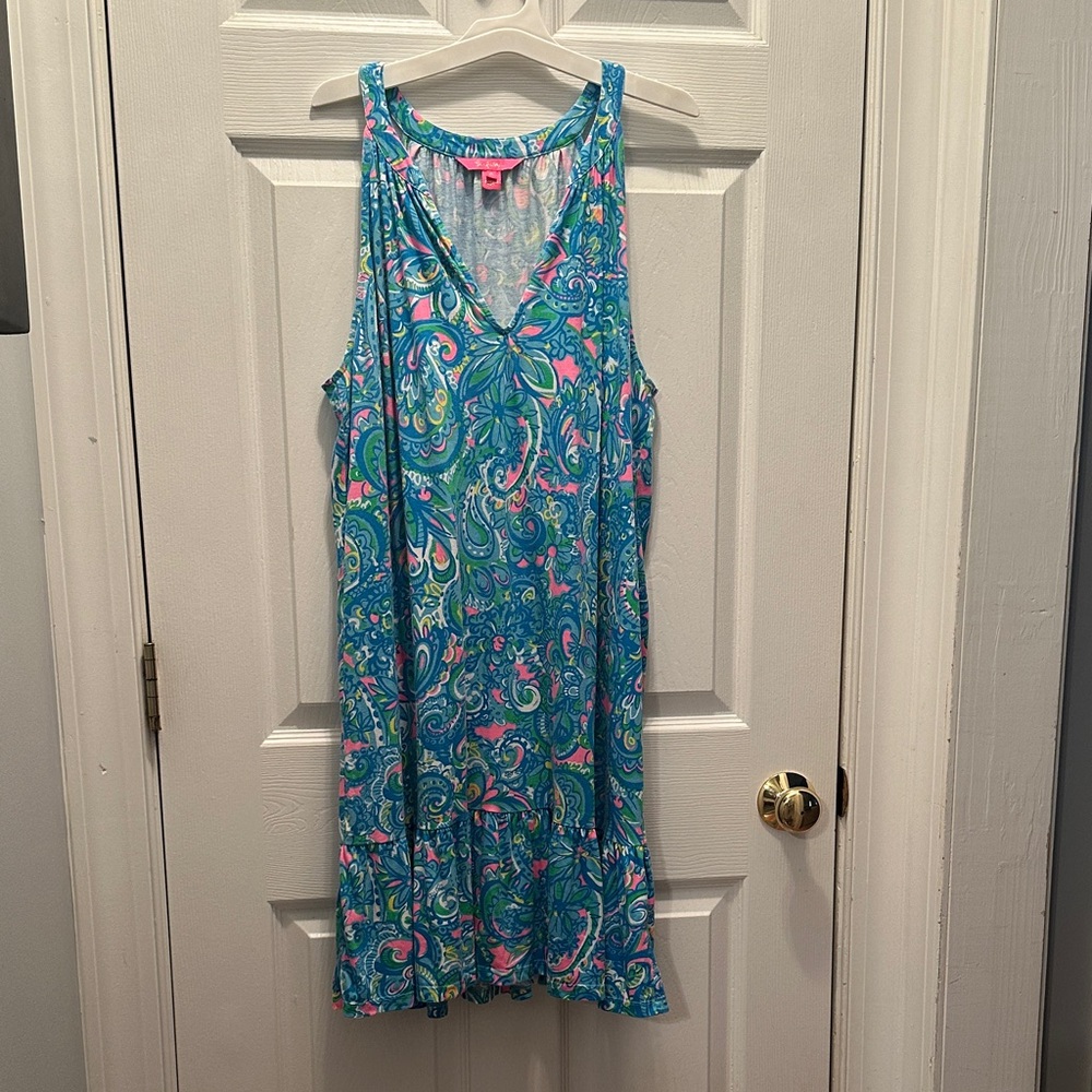 Lilly Pulitzer Blue and Pink Paisley Midi Dress